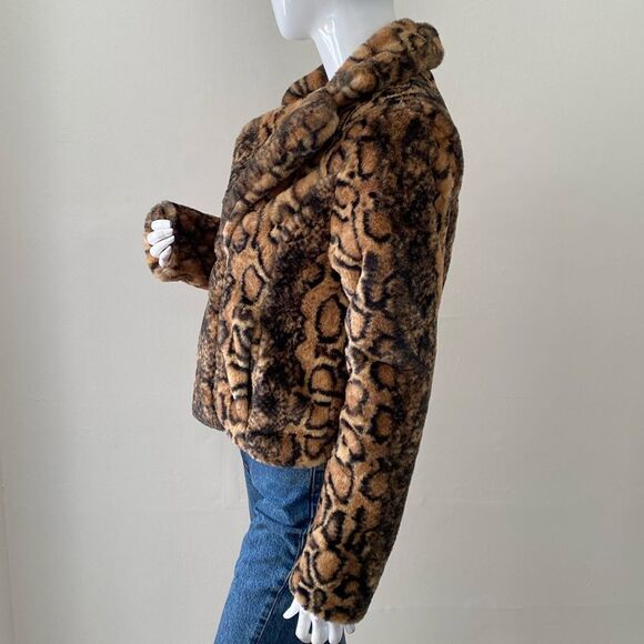 Forever 21 Faux Fur Leopard & Snakeskin Print Moto Style Cropped Jacket - Picture 3 of 7